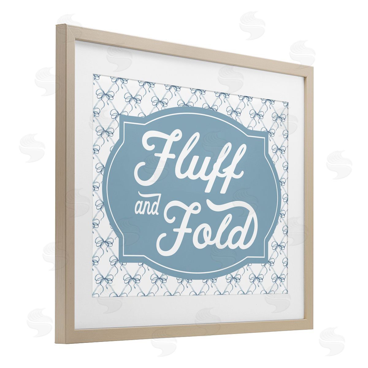 Lettered and Lined Fluff & Fold with Bow Pattern Canvas Wall Art Print