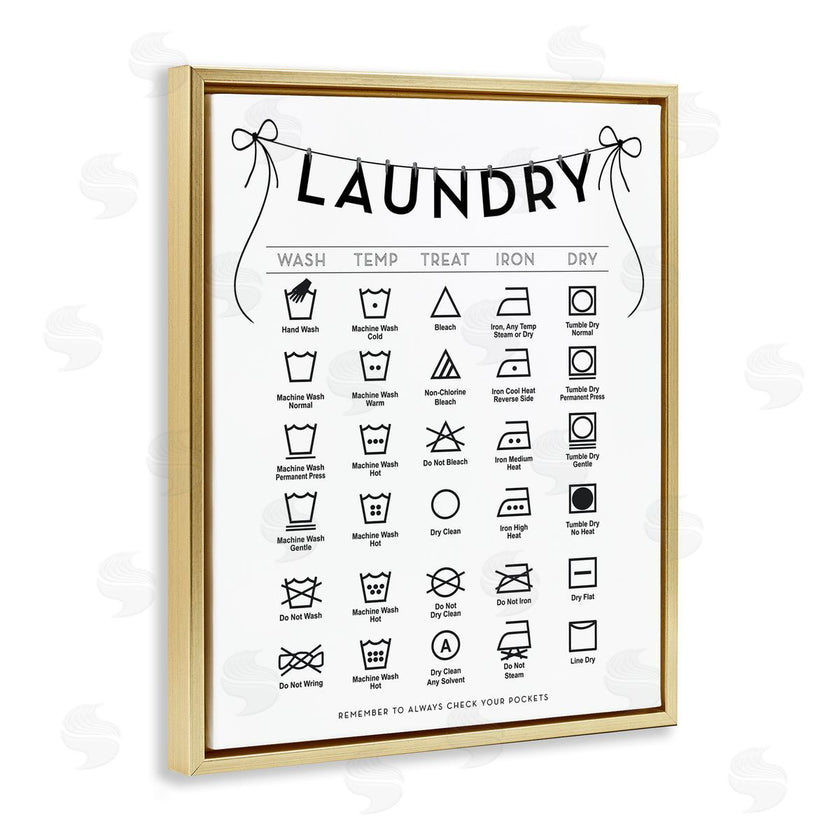 Lettered and Lined | Laundry Symbols with Ribbon Accent
