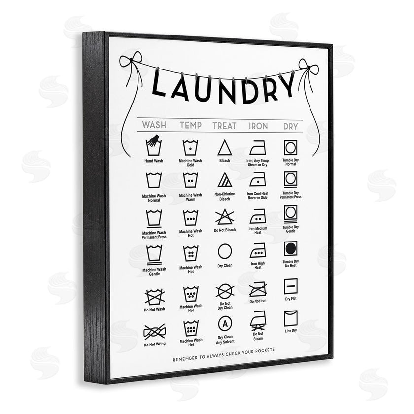 Lettered and Lined | Laundry Symbols with Ribbon Accent