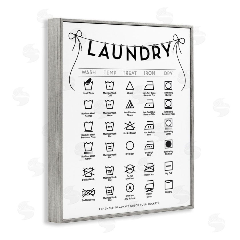 Lettered and Lined | Laundry Symbols with Ribbon Accent