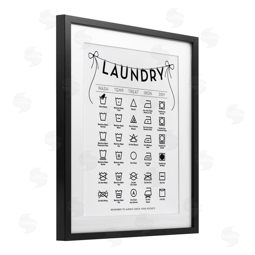 Lettered and Lined | Laundry Symbols with Ribbon Accent