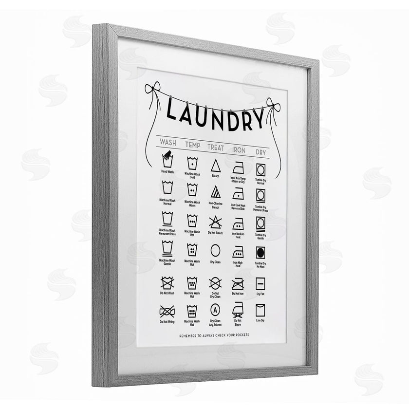 Lettered and Lined | Laundry Symbols with Ribbon Accent