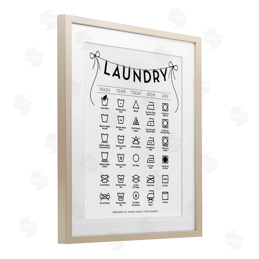 Lettered and Lined | Laundry Symbols with Ribbon Accent