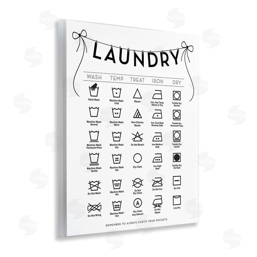Lettered and Lined | Laundry Symbols with Ribbon Accent