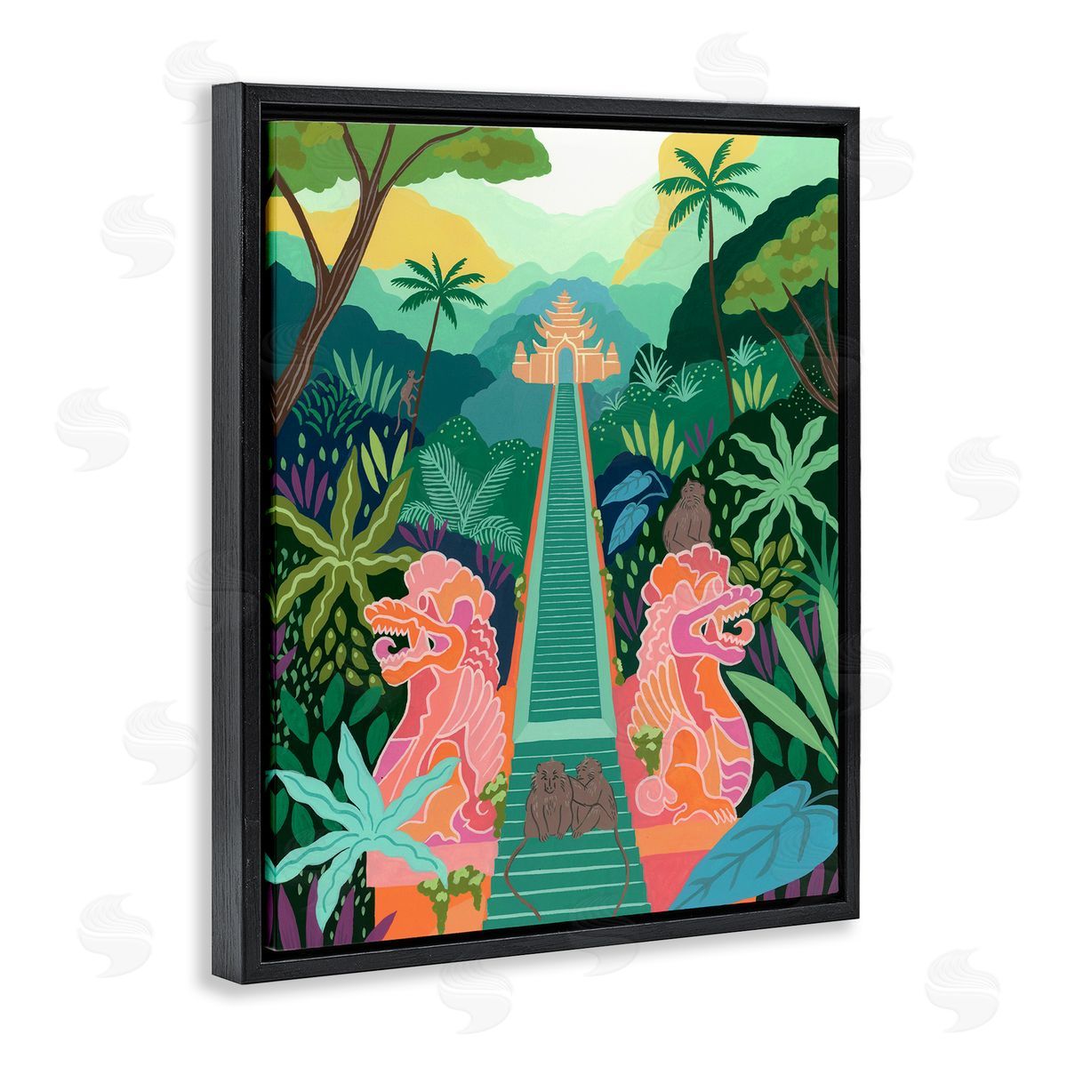 Courtney Haley Monkey Forest Stairs to Temple Canvas Wall Art Print