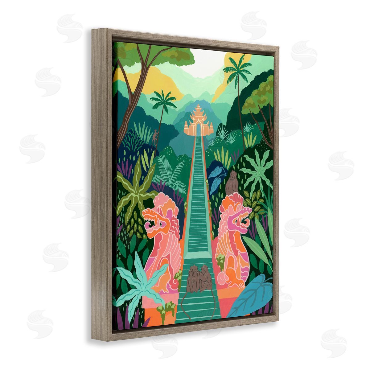Courtney Haley Monkey Forest Stairs to Temple Canvas Wall Art Print