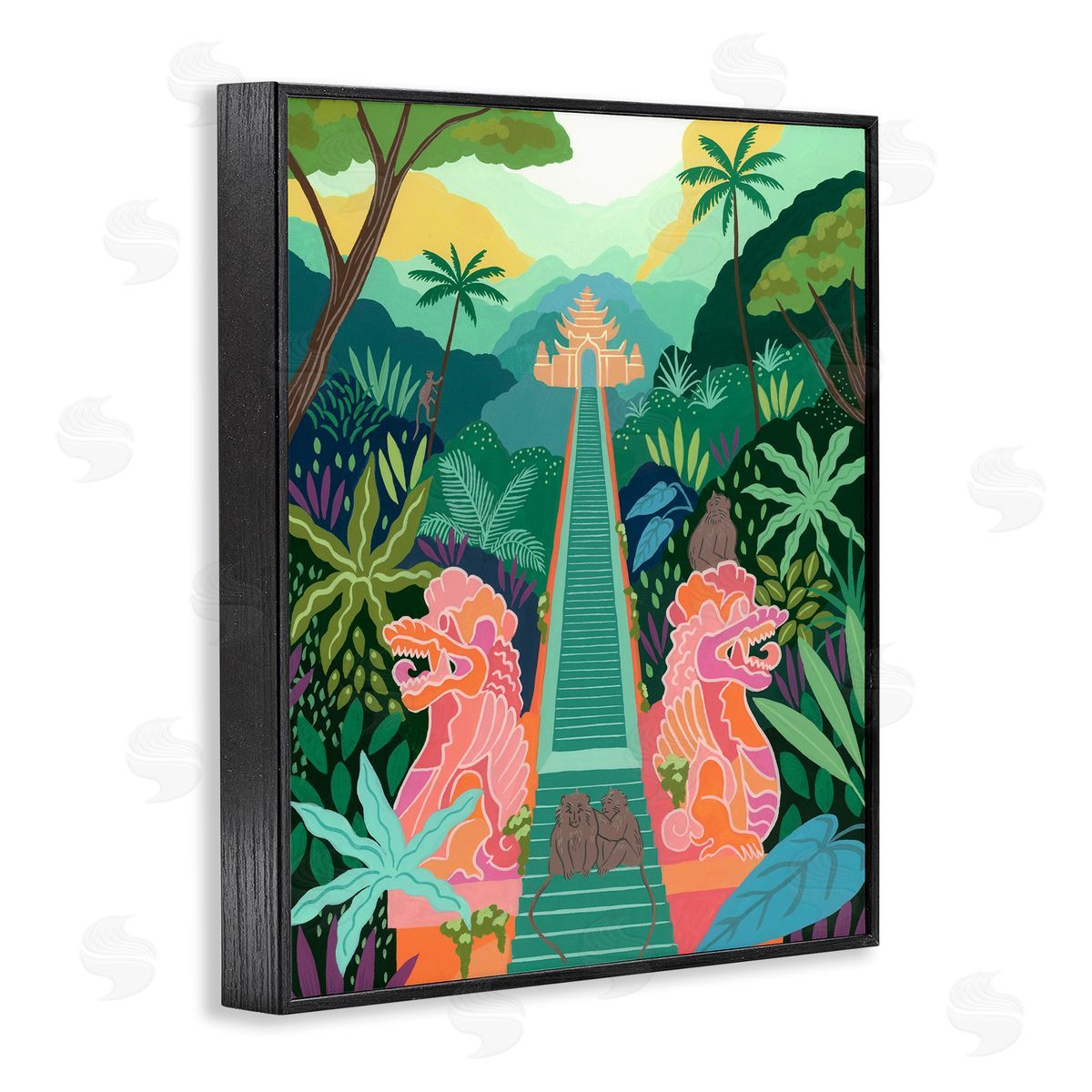 Courtney Haley Monkey Forest Stairs to Temple Canvas Wall Art Print