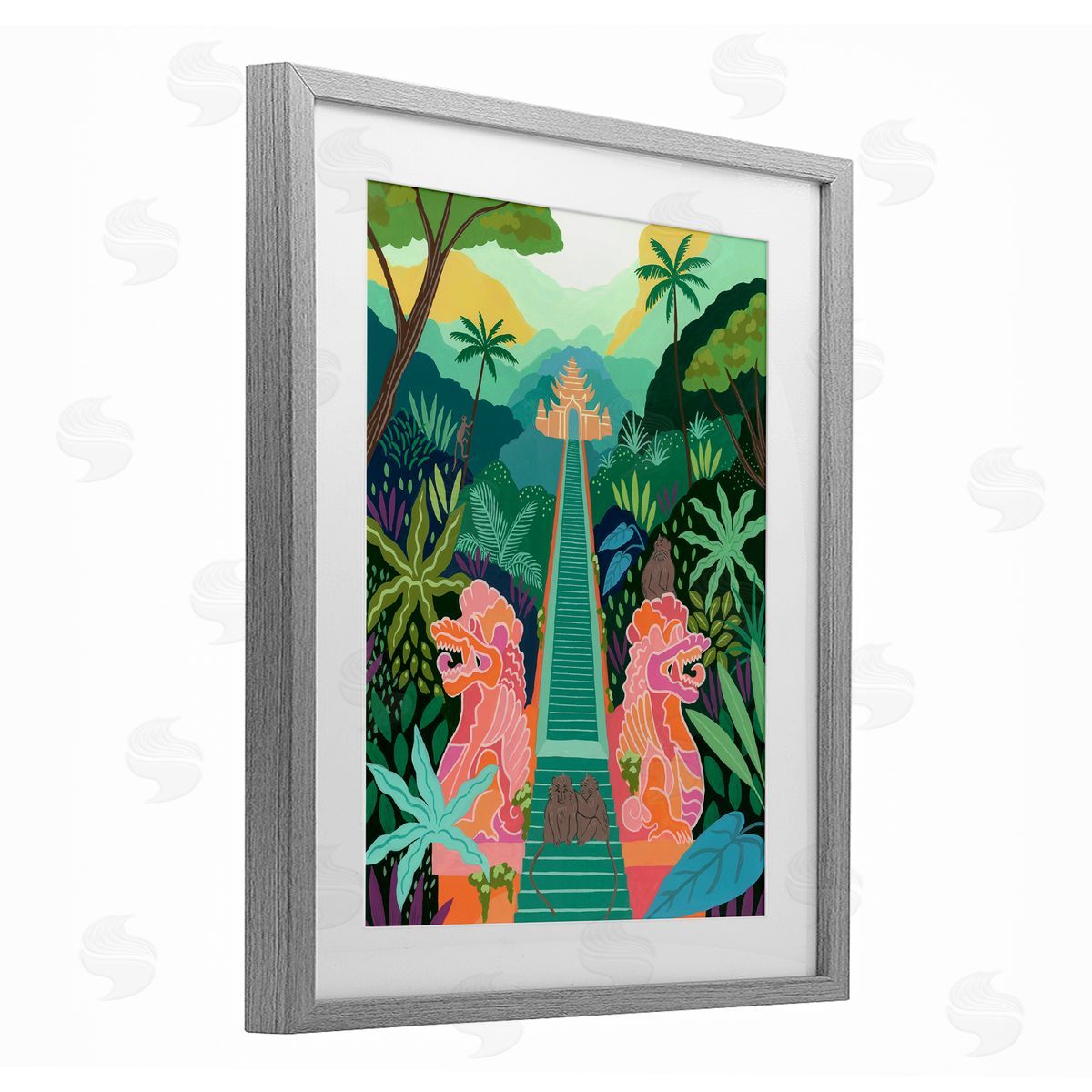 Courtney Haley Monkey Forest Stairs to Temple Canvas Wall Art Print