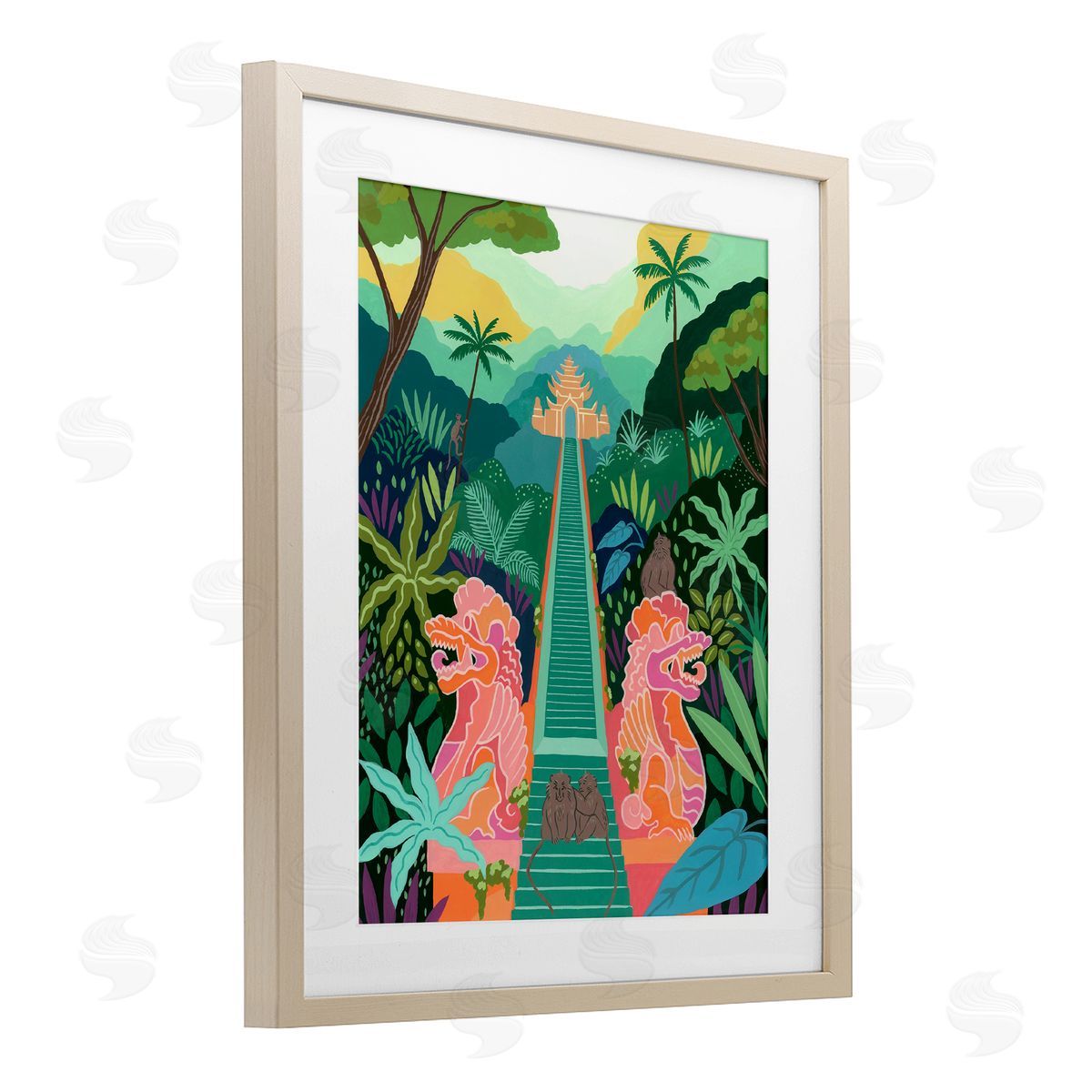 Courtney Haley Monkey Forest Stairs to Temple Canvas Wall Art Print