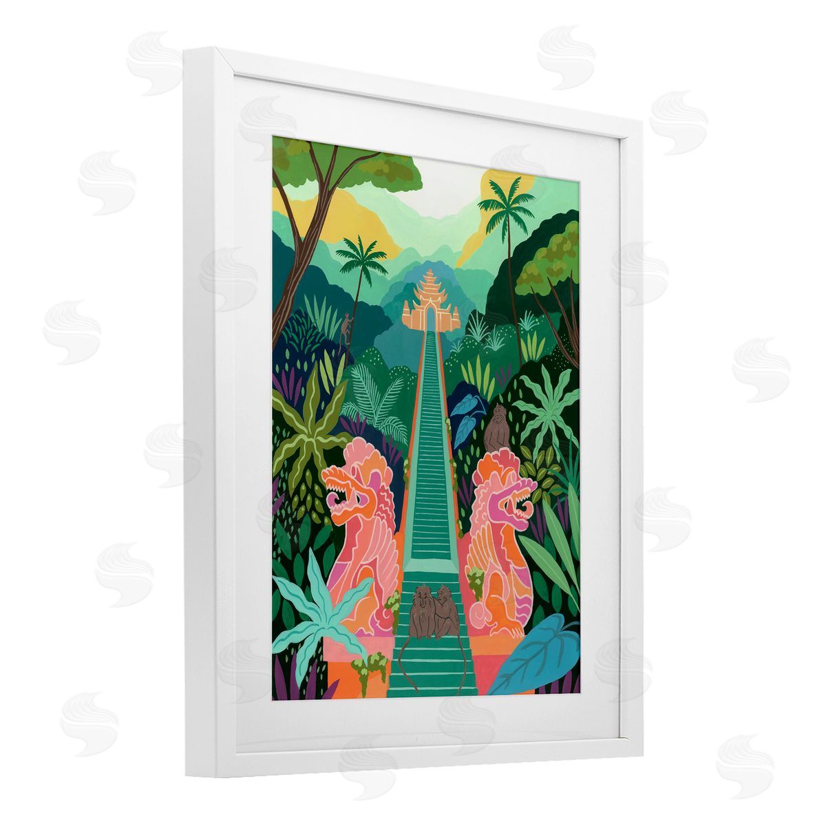 Courtney Haley Monkey Forest Stairs to Temple Canvas Wall Art Print