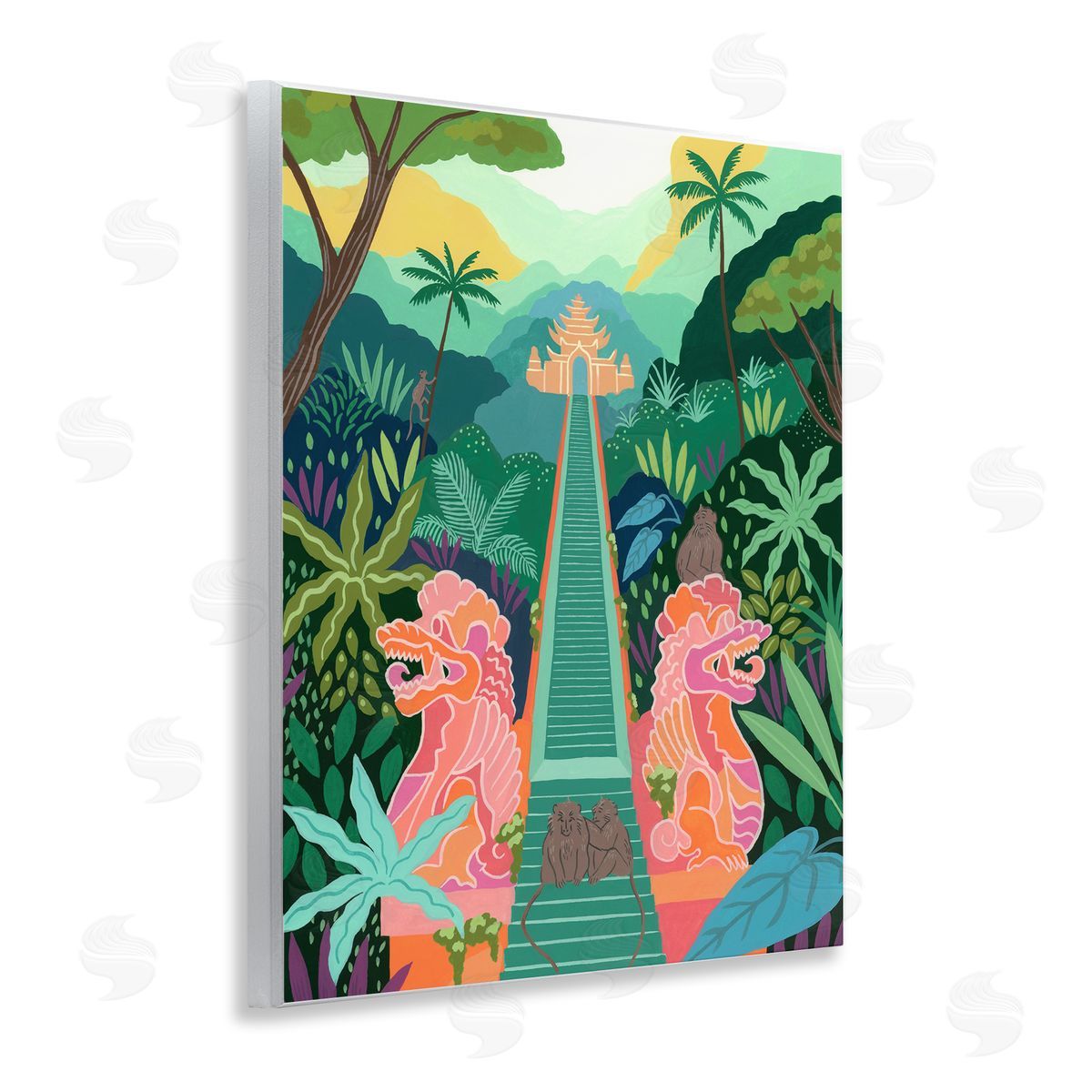 Courtney Haley Monkey Forest Stairs to Temple Canvas Wall Art Print