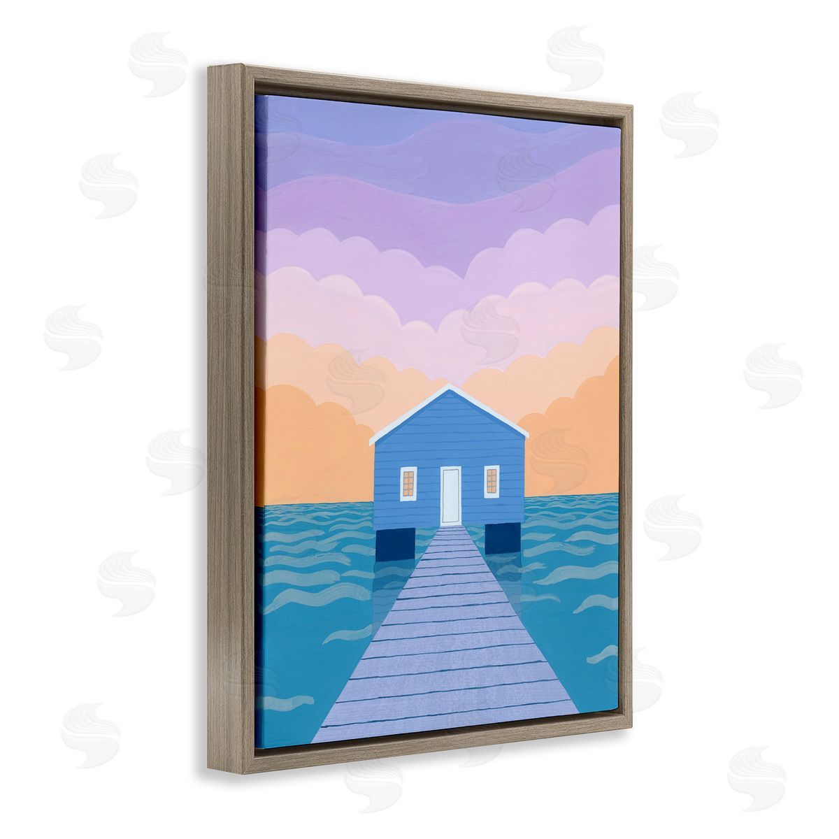 Courtney Haley Blue Boat Shed Sunrise Canvas Wall Art Print