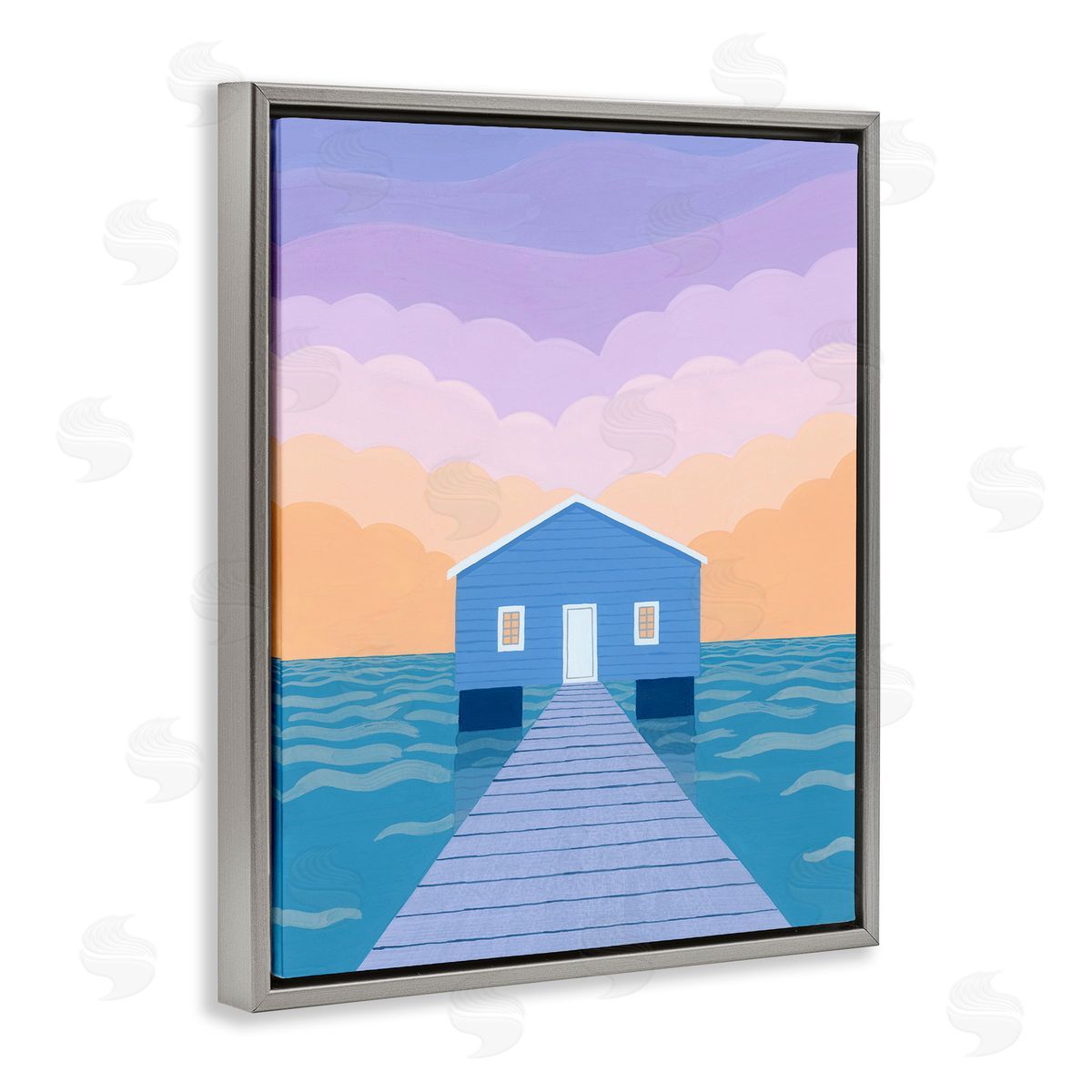 Courtney Haley Blue Boat Shed Sunrise Canvas Wall Art Print