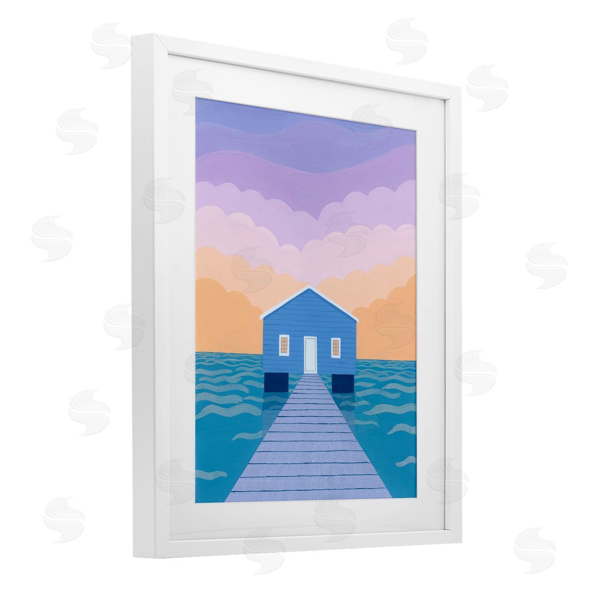 Courtney Haley Blue Boat Shed Sunrise Canvas Wall Art Print