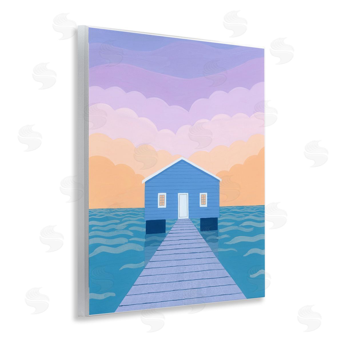 Courtney Haley Blue Boat Shed Sunrise Canvas Wall Art Print