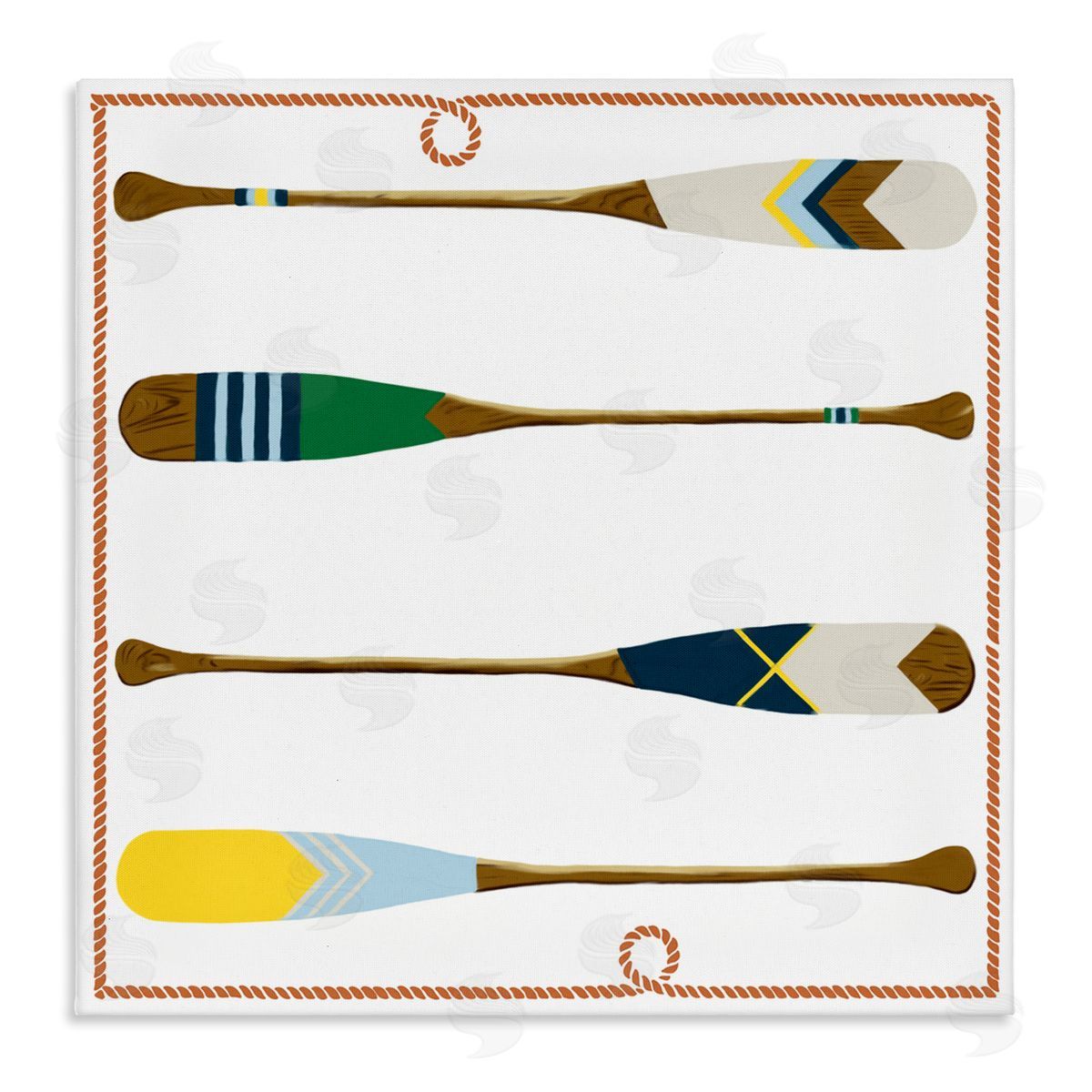 Radhika Modi Four Patterned Oars Canvas Wall Art Print