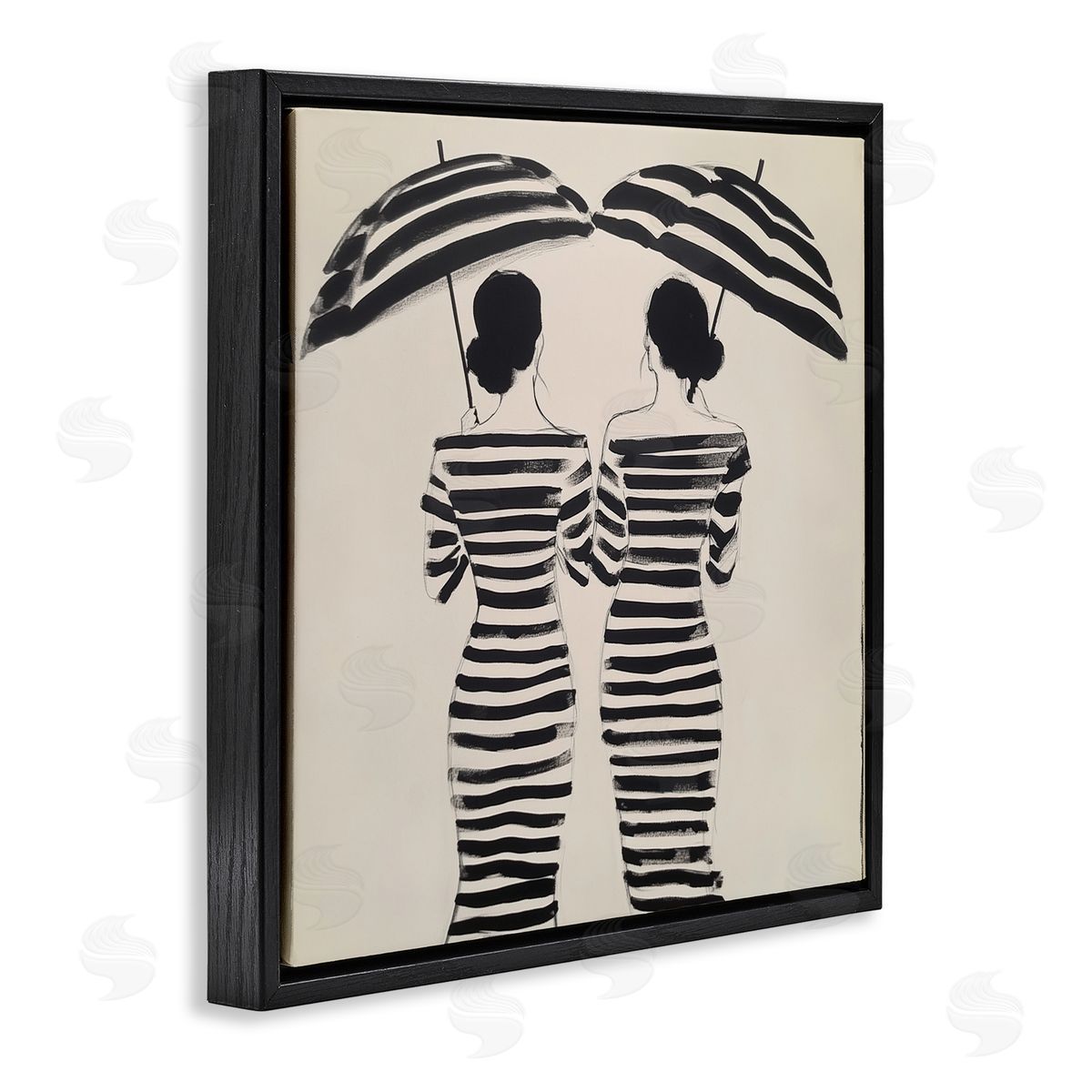 Annabelle Hall Two Women in Rain Stripes Canvas Wall Art Print