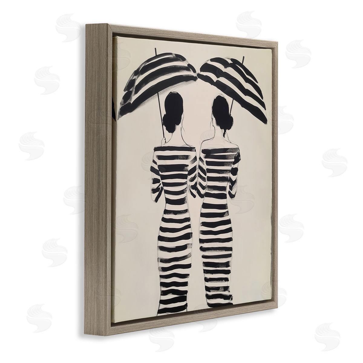 Annabelle Hall Two Women in Rain Stripes Canvas Wall Art Print