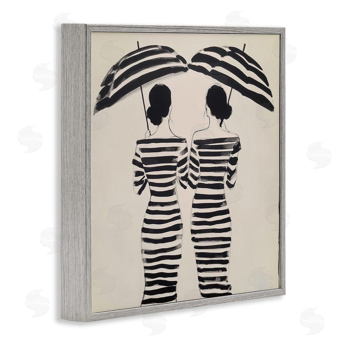 Annabelle Hall Two Women in Rain Stripes Canvas Wall Art Print