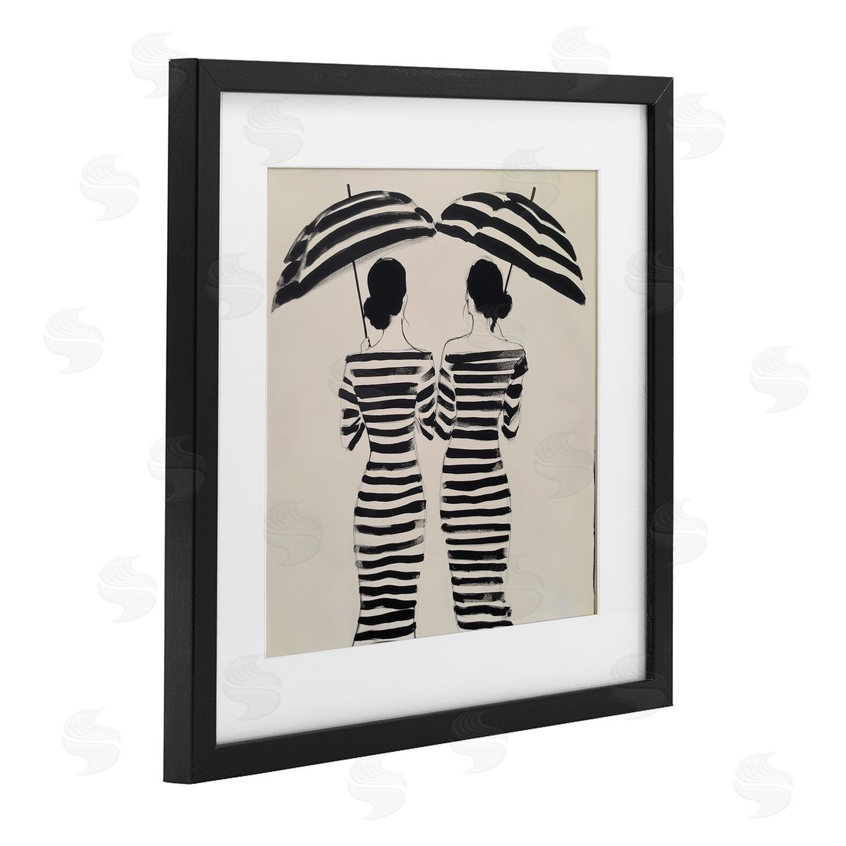 Annabelle Hall Two Women in Rain Stripes Canvas Wall Art Print
