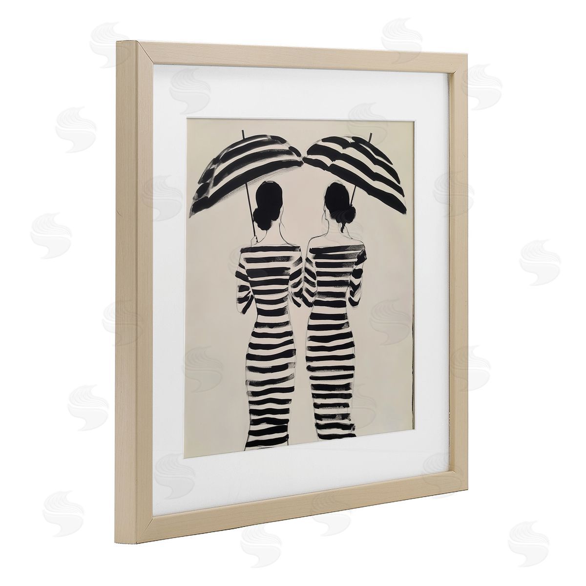 Annabelle Hall Two Women in Rain Stripes Canvas Wall Art Print