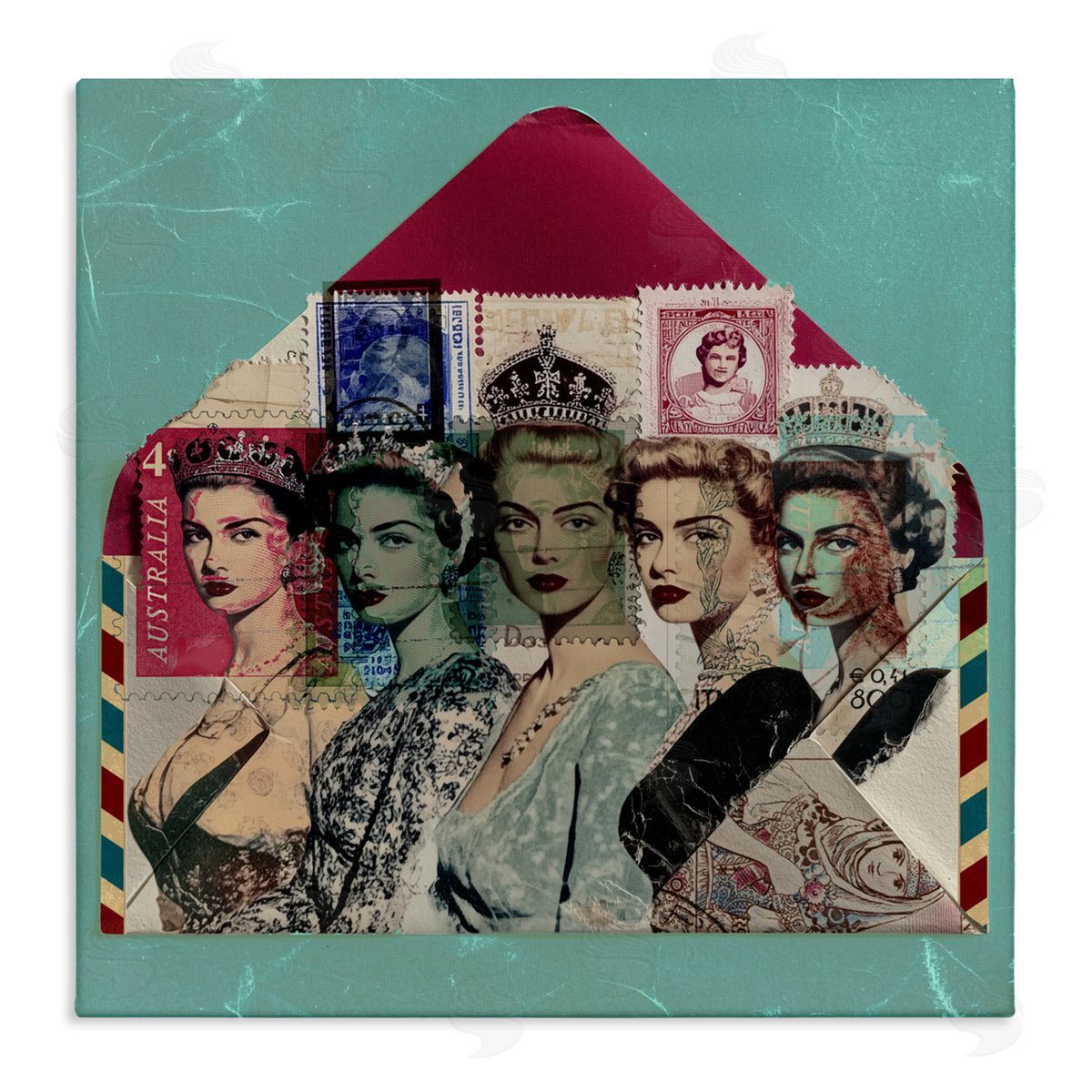 Annabelle Hall Vintage Queens Postal Collection Canvas Wall Art Print