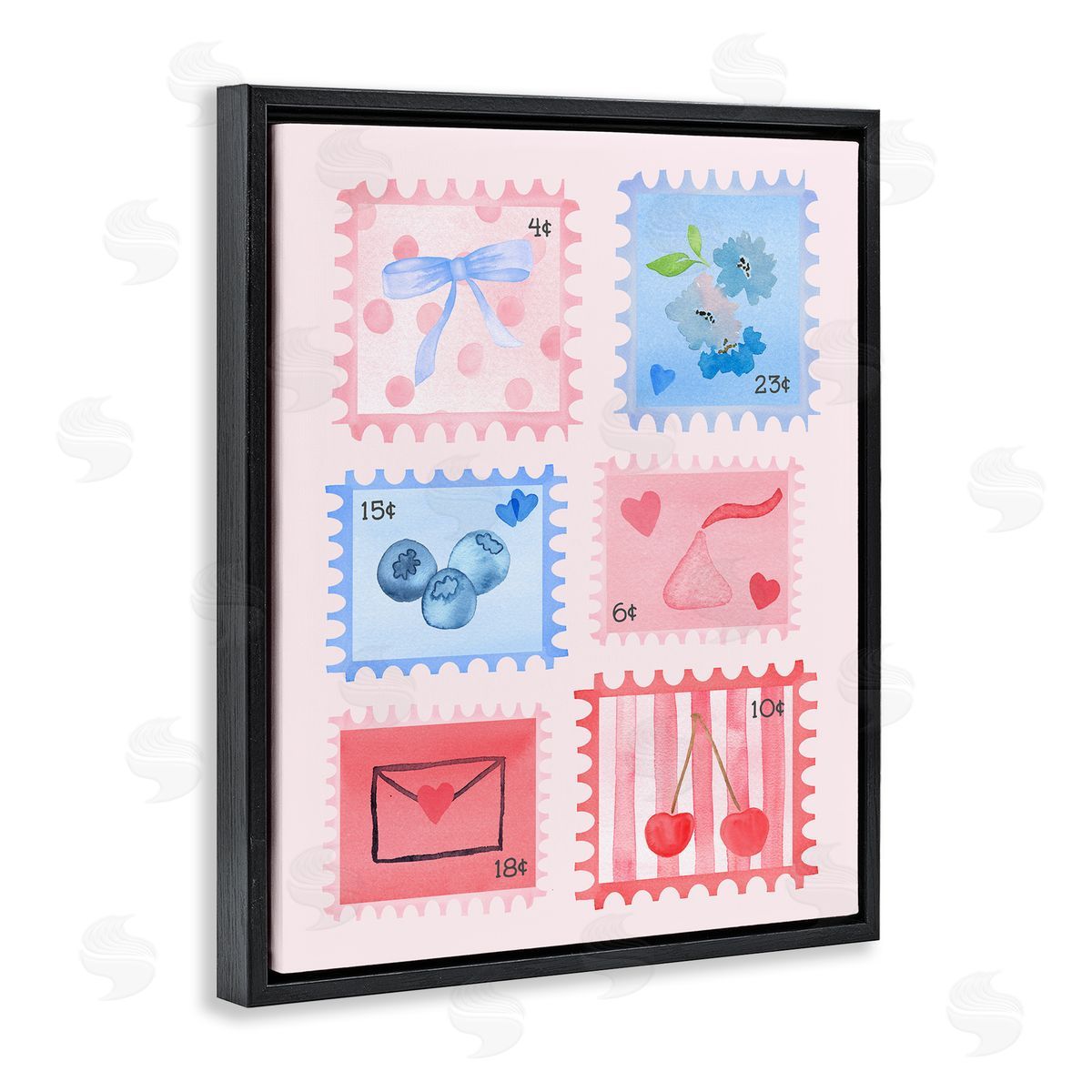 Nina Jacobs Adorable Stamps Pink Collage Canvas Wall Art Print