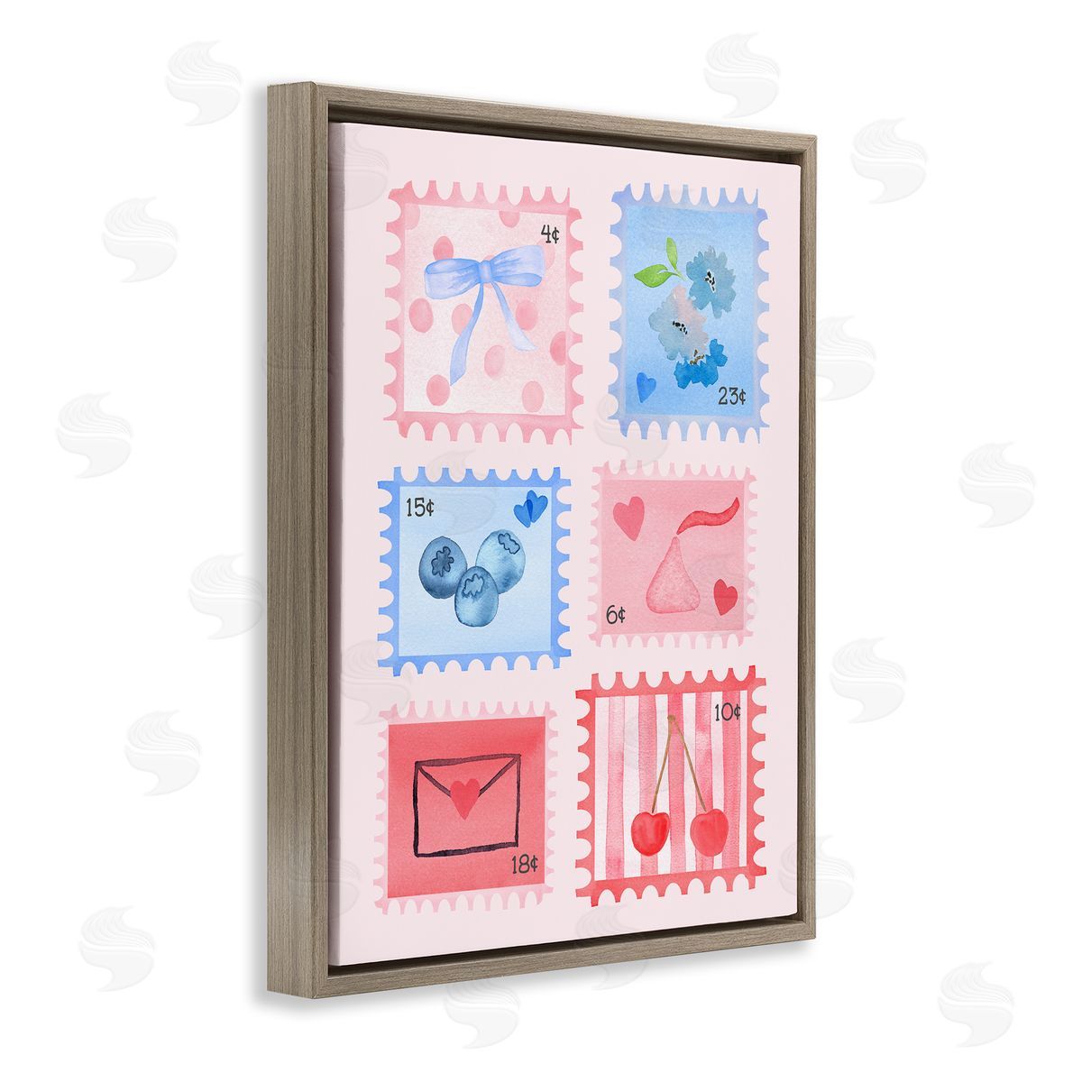 Nina Jacobs Adorable Stamps Pink Collage Canvas Wall Art Print