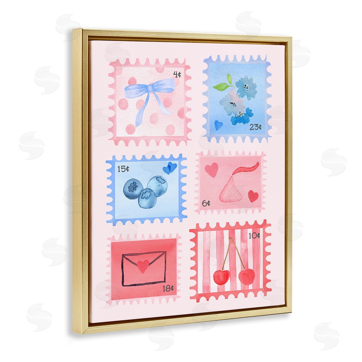 Nina Jacobs Adorable Stamps Pink Collage Canvas Wall Art Print