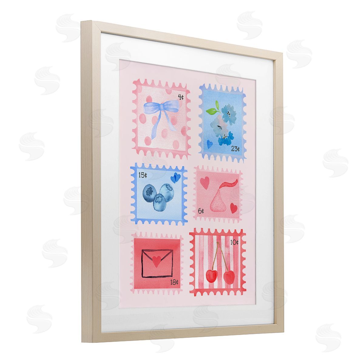 Nina Jacobs Adorable Stamps Pink Collage Canvas Wall Art Print