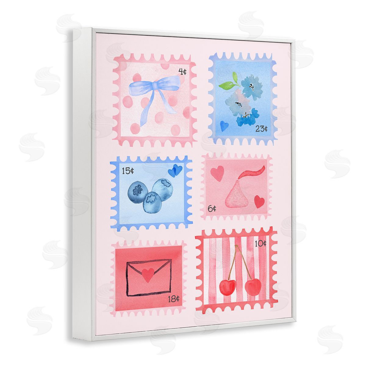 Nina Jacobs Adorable Stamps Pink Collage Canvas Wall Art Print