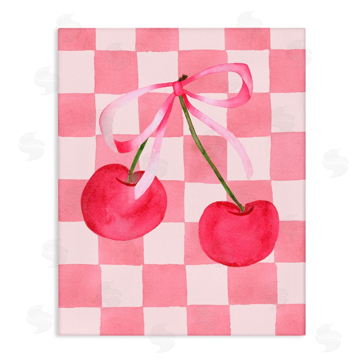 Nina Jacobs Coquette Cherries over Checkers Canvas Wall Art Print