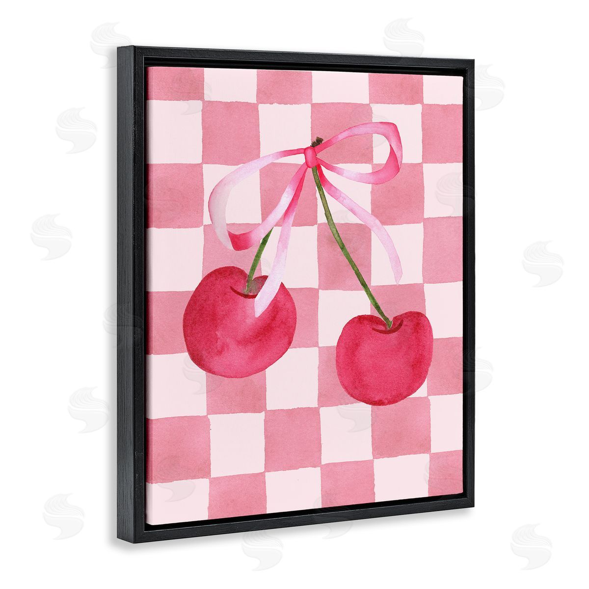 Nina Jacobs Coquette Cherries over Checkers Canvas Wall Art Print