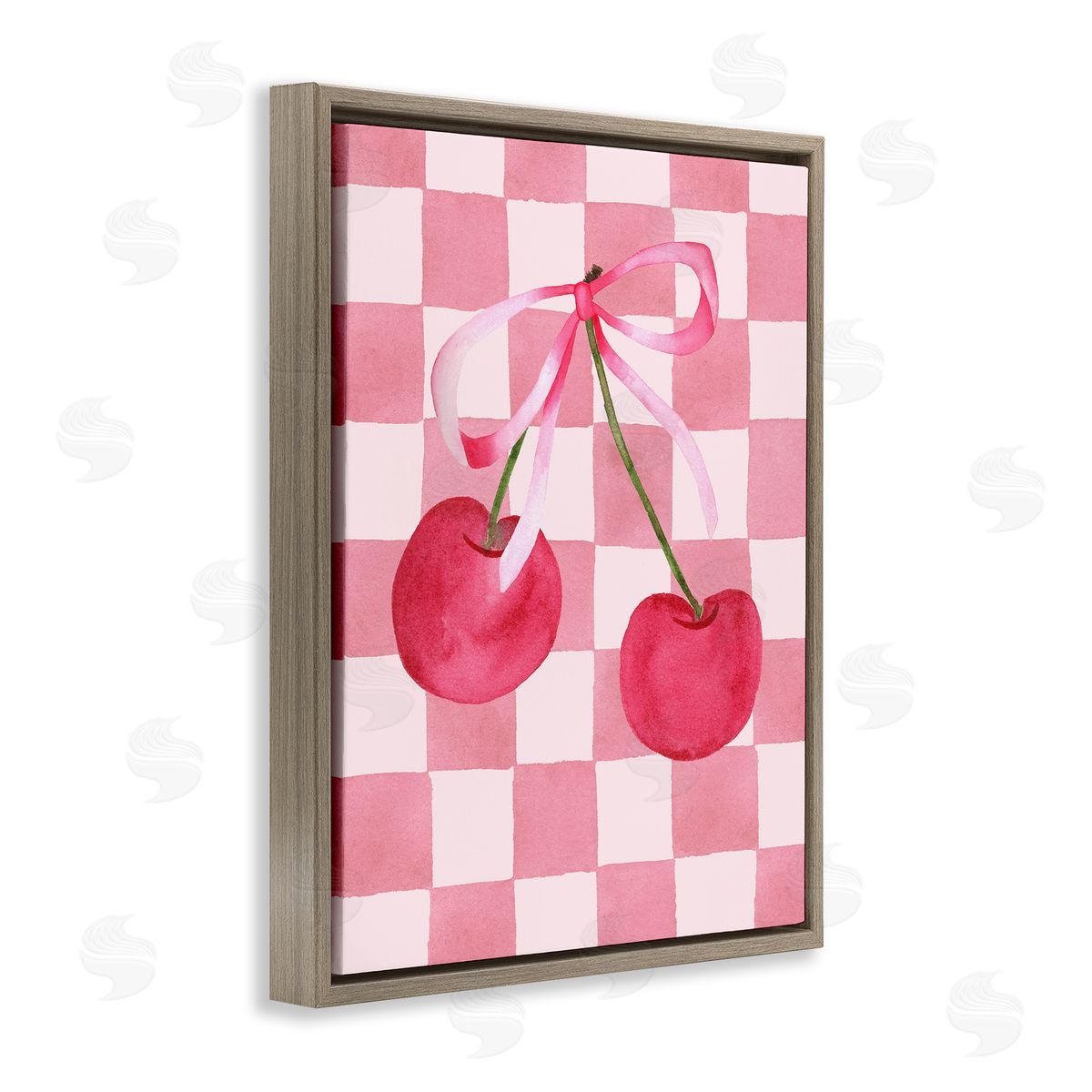 Nina Jacobs Coquette Cherries over Checkers Canvas Wall Art Print