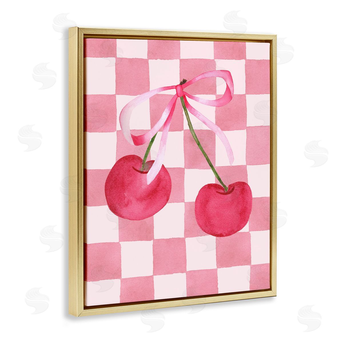 Nina Jacobs Coquette Cherries over Checkers Canvas Wall Art Print
