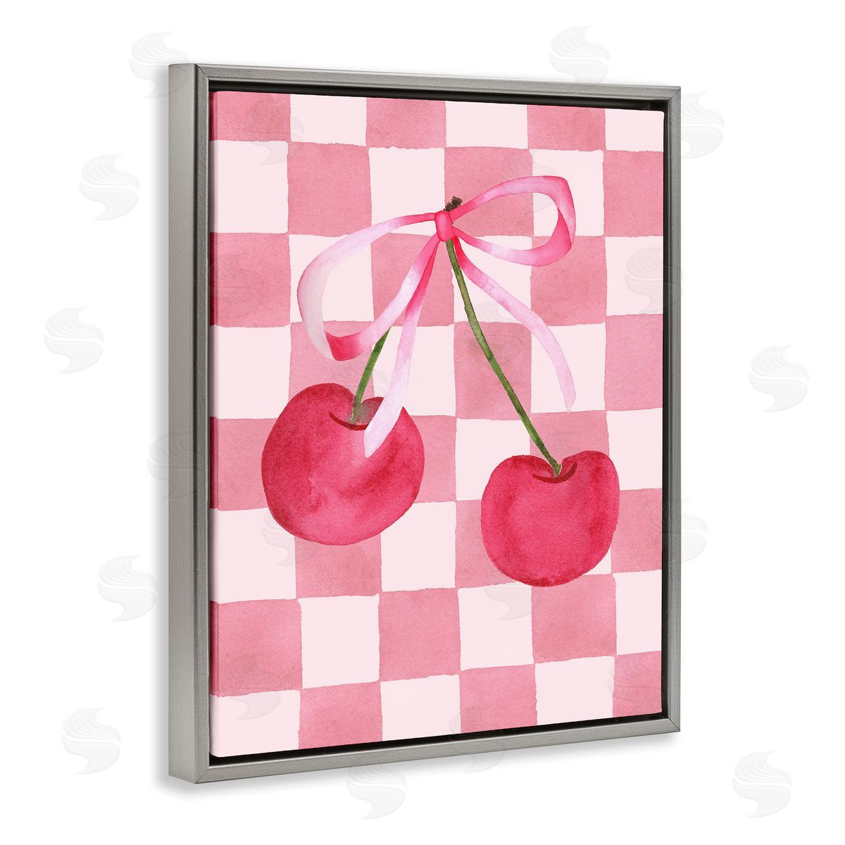 Nina Jacobs Coquette Cherries over Checkers Canvas Wall Art Print