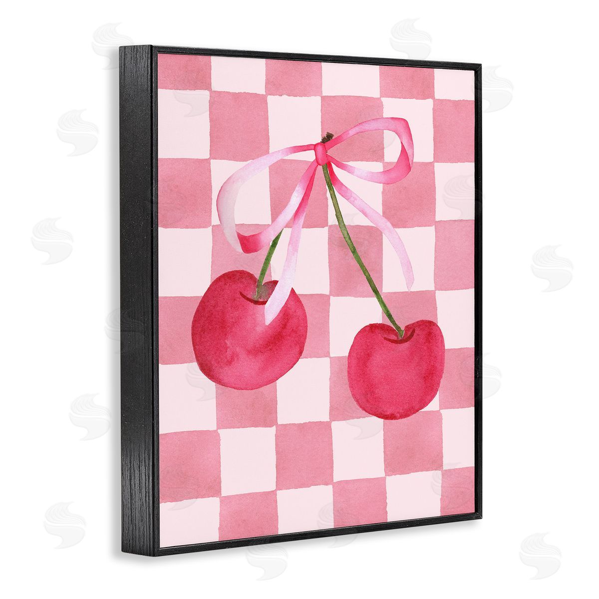 Nina Jacobs Coquette Cherries over Checkers Canvas Wall Art Print