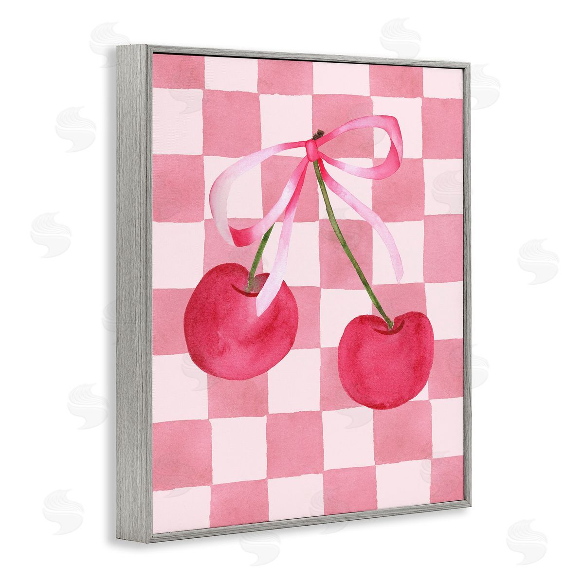 Nina Jacobs Coquette Cherries over Checkers Canvas Wall Art Print