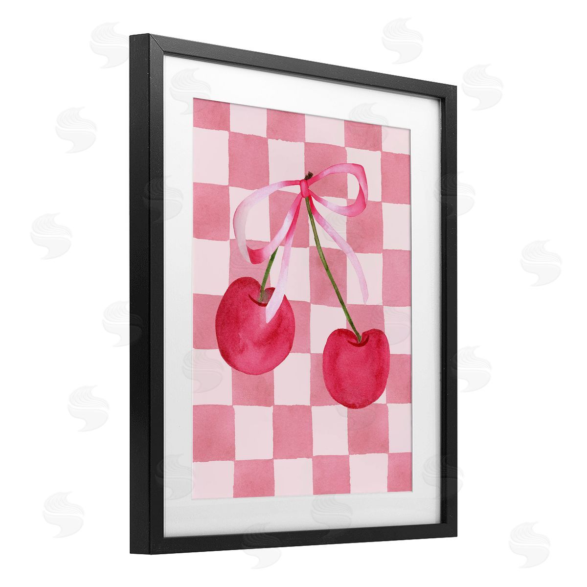 Nina Jacobs Coquette Cherries over Checkers Canvas Wall Art Print