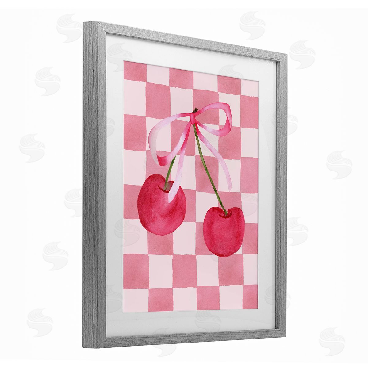Nina Jacobs Coquette Cherries over Checkers Canvas Wall Art Print
