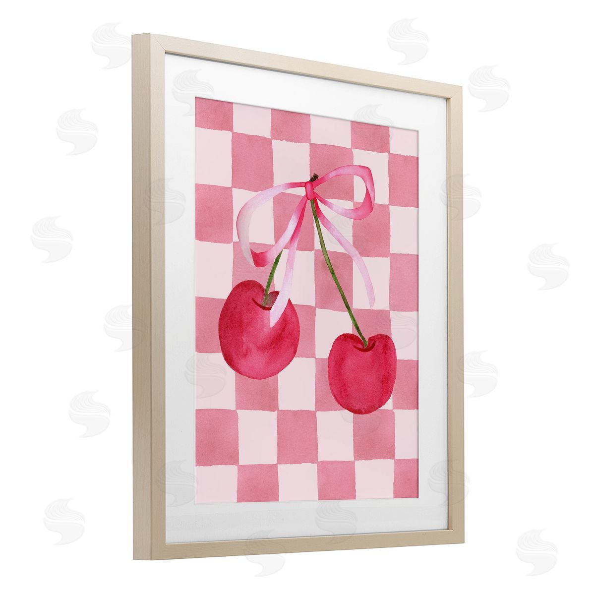Nina Jacobs Coquette Cherries over Checkers Canvas Wall Art Print