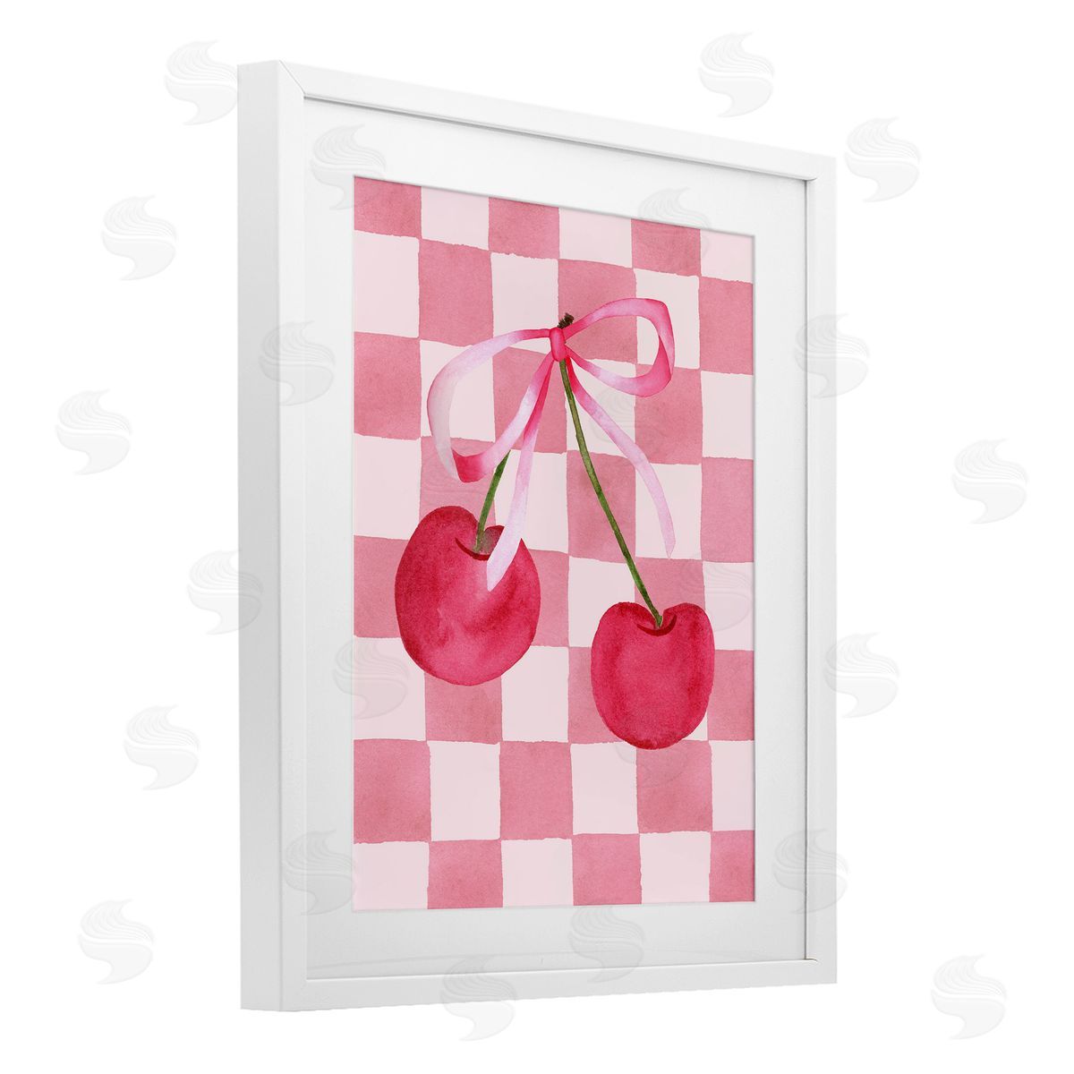 Nina Jacobs Coquette Cherries over Checkers Canvas Wall Art Print