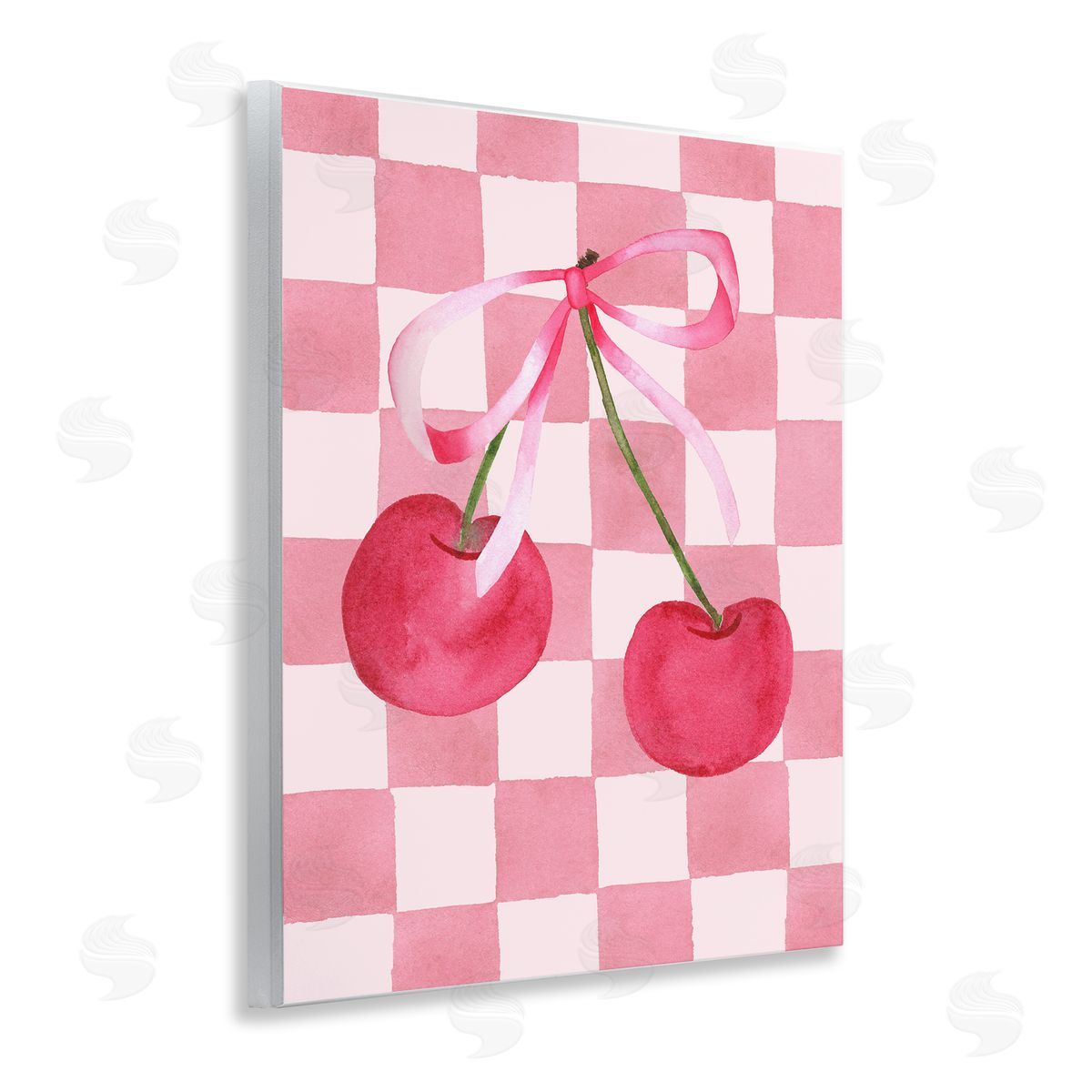 Nina Jacobs Coquette Cherries over Checkers Canvas Wall Art Print