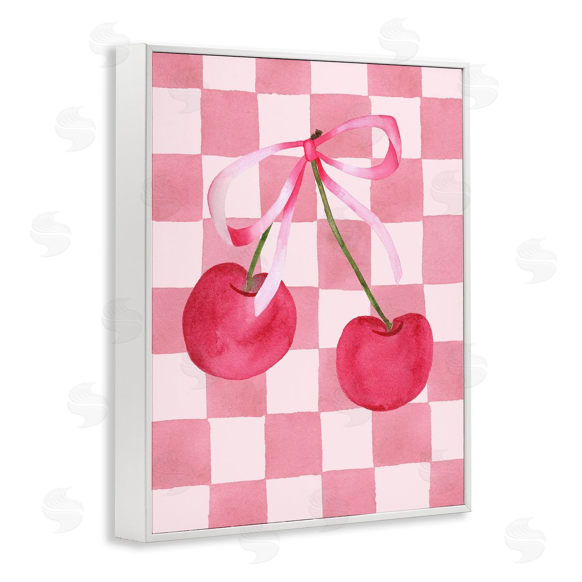Nina Jacobs Coquette Cherries over Checkers Canvas Wall Art Print
