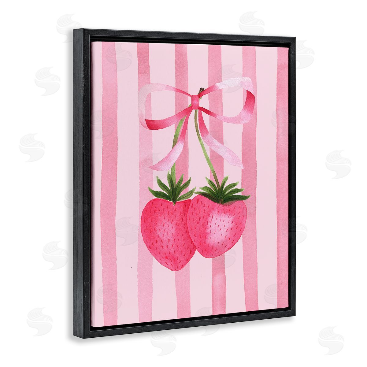 Nina Jacobs Coquette Strawberries over Stripes Canvas Wall Art Print