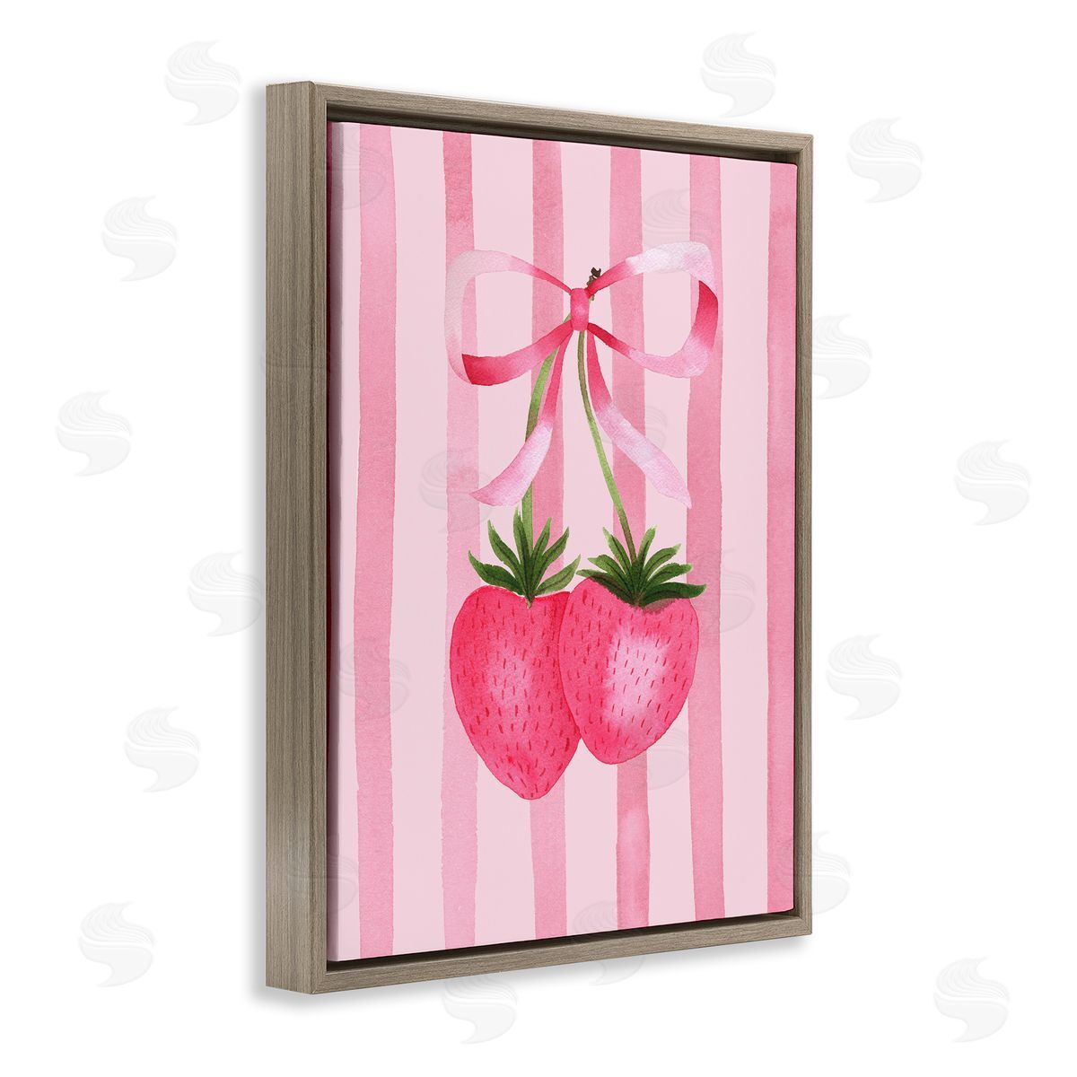 Nina Jacobs Coquette Strawberries over Stripes Canvas Wall Art Print