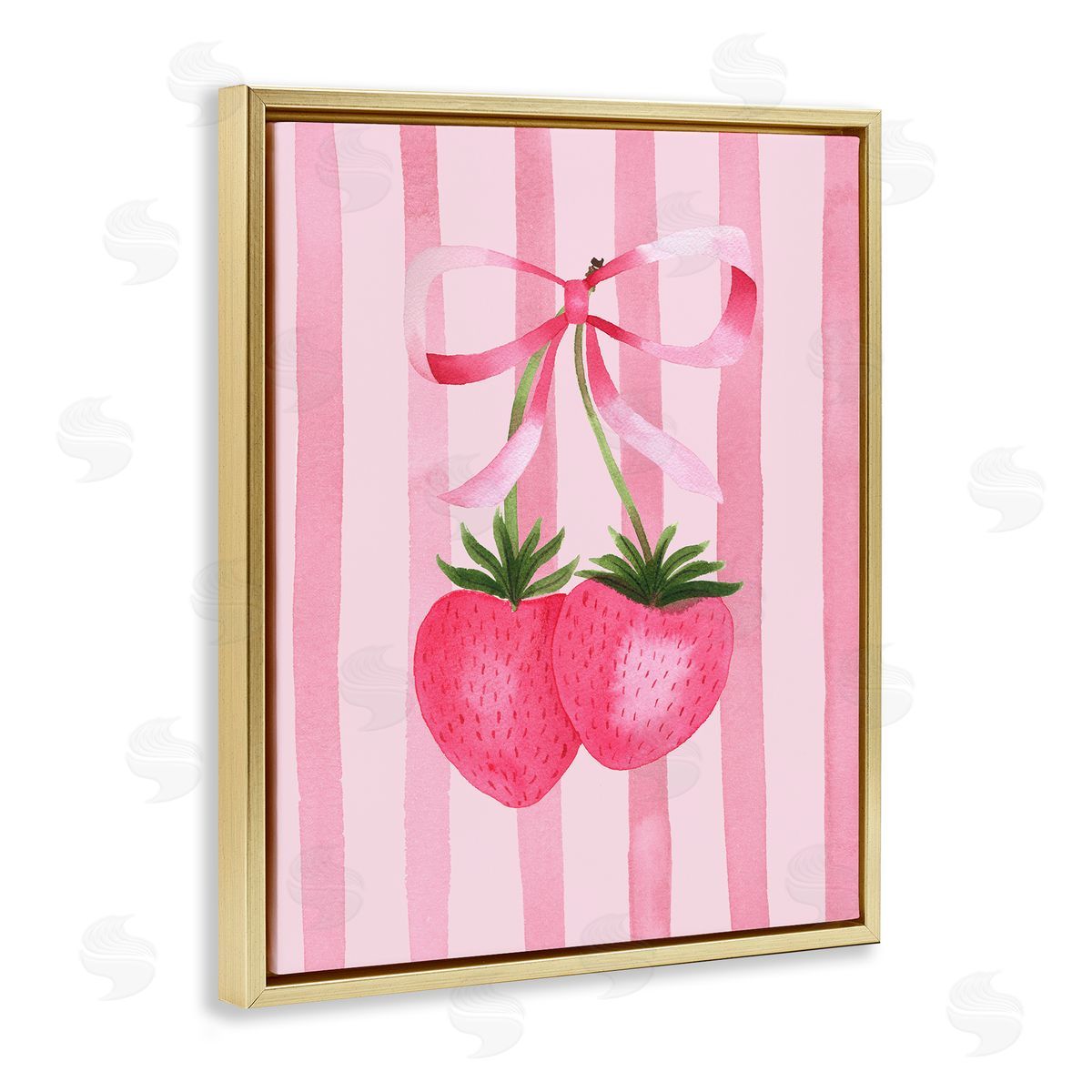 Nina Jacobs Coquette Strawberries over Stripes Canvas Wall Art Print