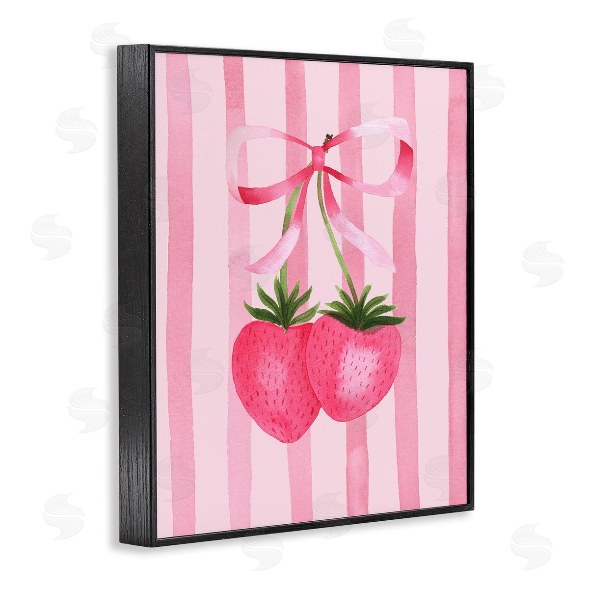 Nina Jacobs Coquette Strawberries over Stripes Canvas Wall Art Print