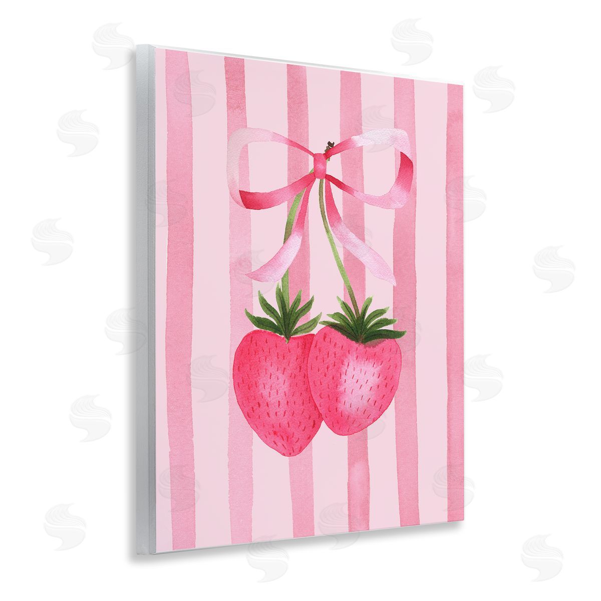 Nina Jacobs Coquette Strawberries over Stripes Canvas Wall Art Print