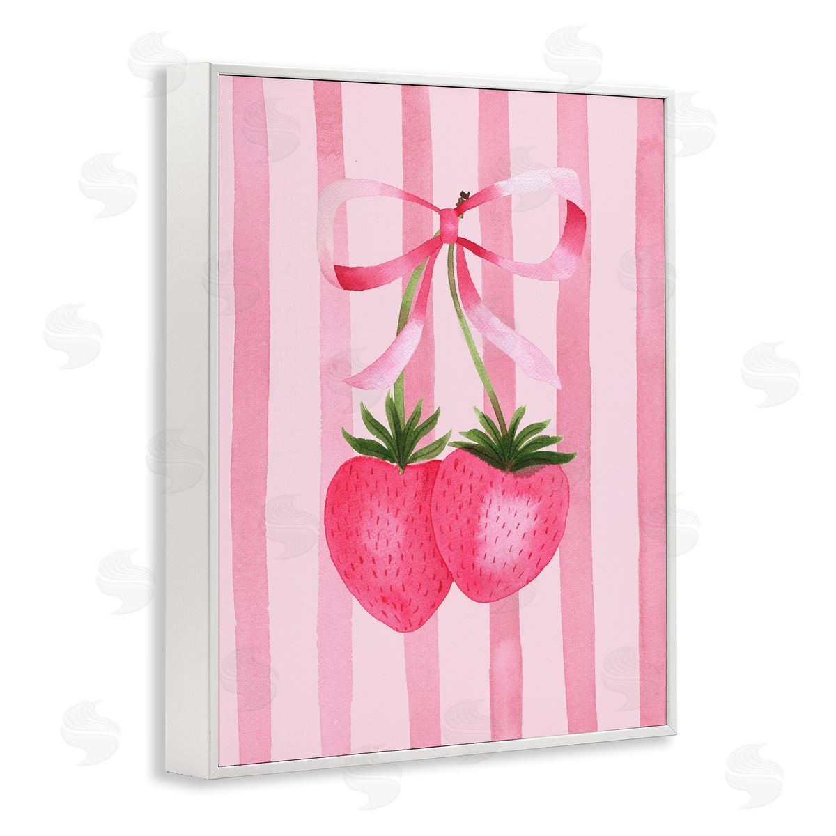 Nina Jacobs Coquette Strawberries over Stripes Canvas Wall Art Print